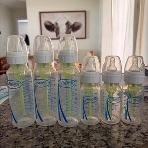 Dr. Brown's Clear Baby Bottle Set with Blue Accents